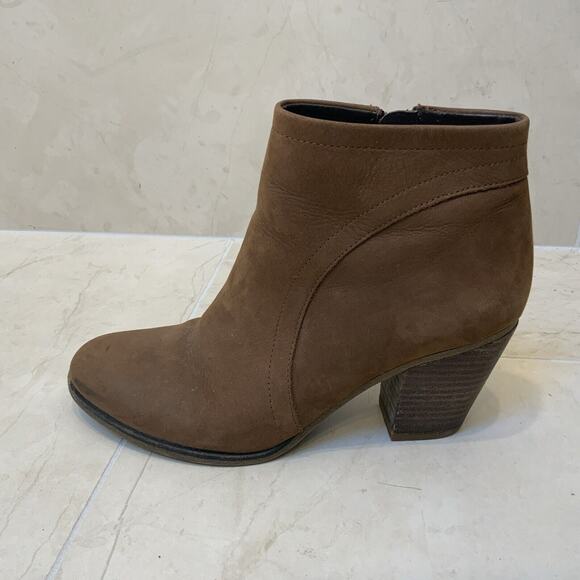 Franco Sarto 6 Brown Leather Ankle Boots Booties Block Heel 6M EUC - Picture 1 of 10